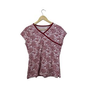 Garnet Hill Small Organic Green Cotton Pajama TOP ONLY Short Sleeve Womens